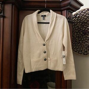 Aqua Cashmere Shawl Collar Button Front Cardigan Sweater XXL Cream Closet Staple